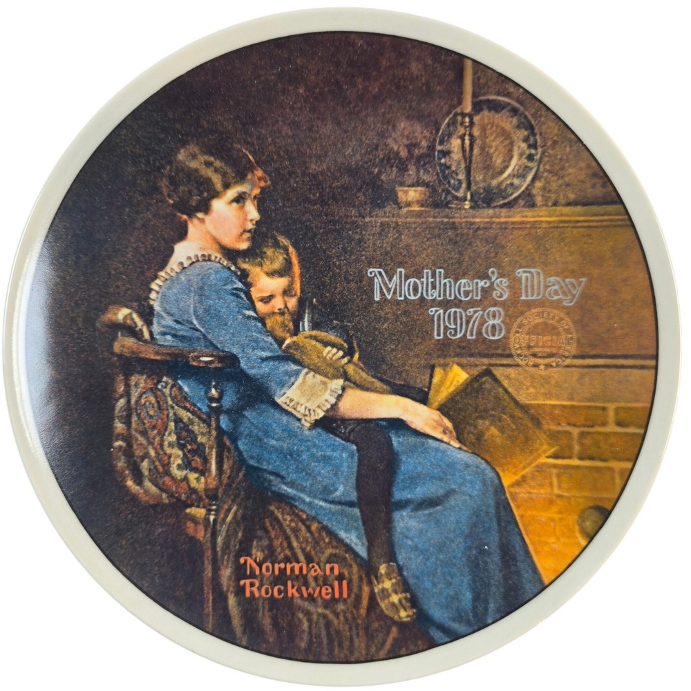 BEDTIME Norman Rockwell 8" Collector Plate & Cert 1978 Knowles Mother's Day Vtg‎